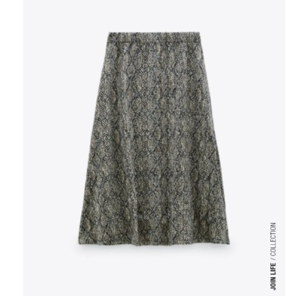ZARA Soft-touch Snake Print Midi Skirt, Size M - Picture 3 of 11